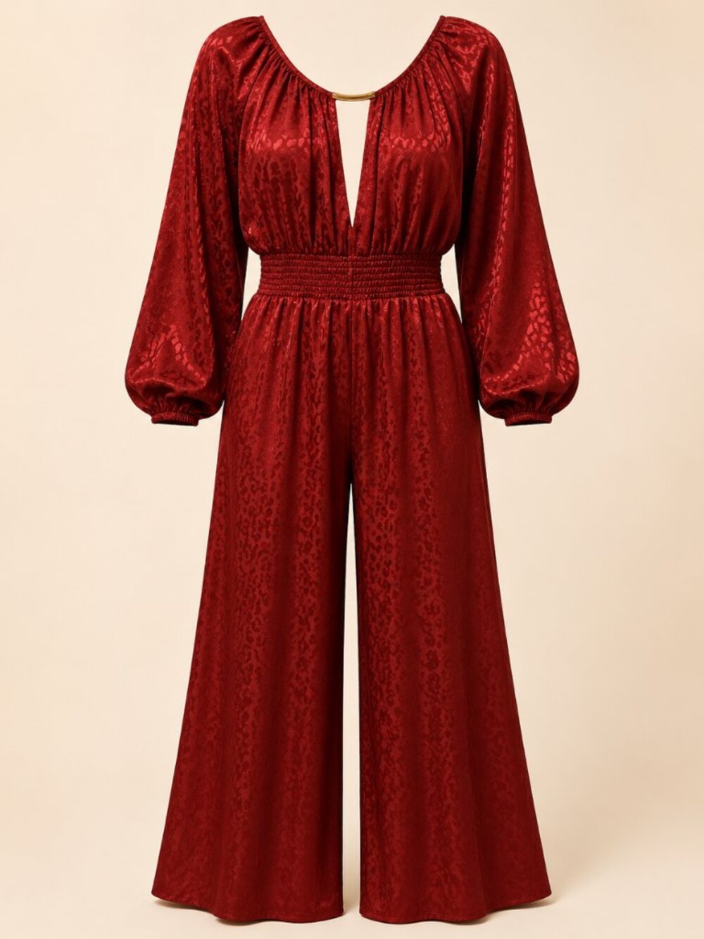 Marc New York Red Leopard Palazzo Jumpsuit XL. Date Holiday Fall NYE Sexy Dinner